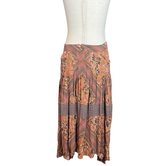 Free People Paradise Handkerchief Hem Midi Skirt Mixed Pattern Floral Stripes 4 - Picture 4 of 12